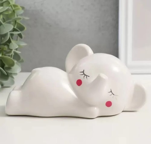 Копилка спящий белый слоненок 16*8*7,5см 9735369